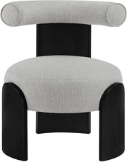 Calder Linen Textured Fabric Upholstered Chair in Grey - 33025Grey