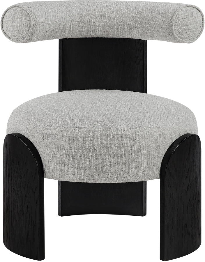 Calder Linen Textured Fabric Upholstered Chair in Grey - 33025Grey