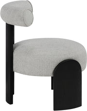 Calder Linen Textured Fabric Upholstered Chair in Grey - 33025Grey
