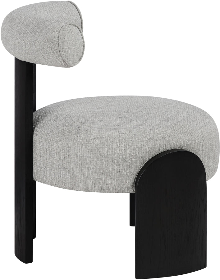 Calder Linen Textured Fabric Upholstered Chair in Grey - 33025Grey