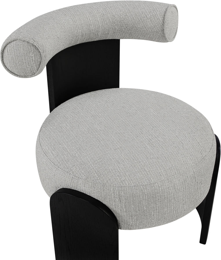 Calder Linen Textured Fabric Upholstered Chair in Grey - 33025Grey