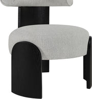 Calder Linen Textured Fabric Upholstered Chair in Grey - 33025Grey