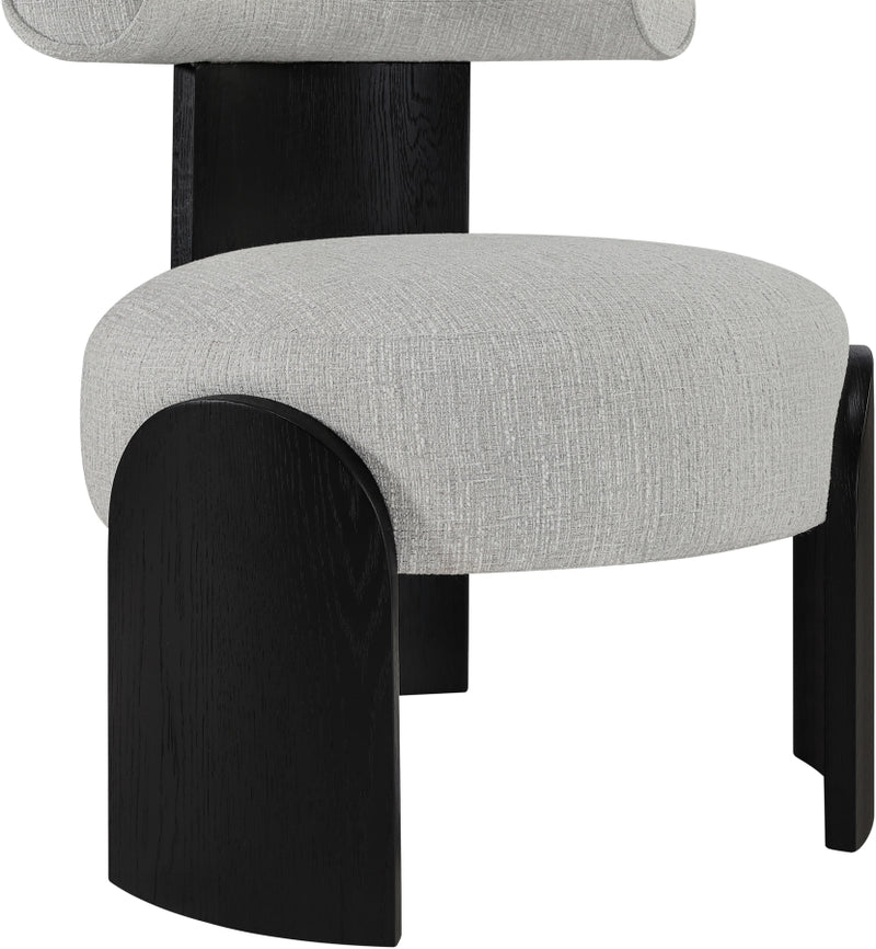 Calder Linen Textured Fabric Upholstered Chair in Grey - 33025Grey