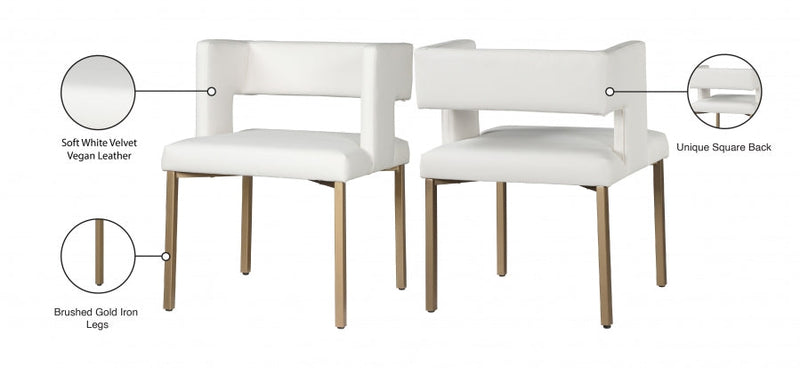 Caleb Vegan Leather Upholstered Dining Chair in White, Set of 2 - 967White-C
