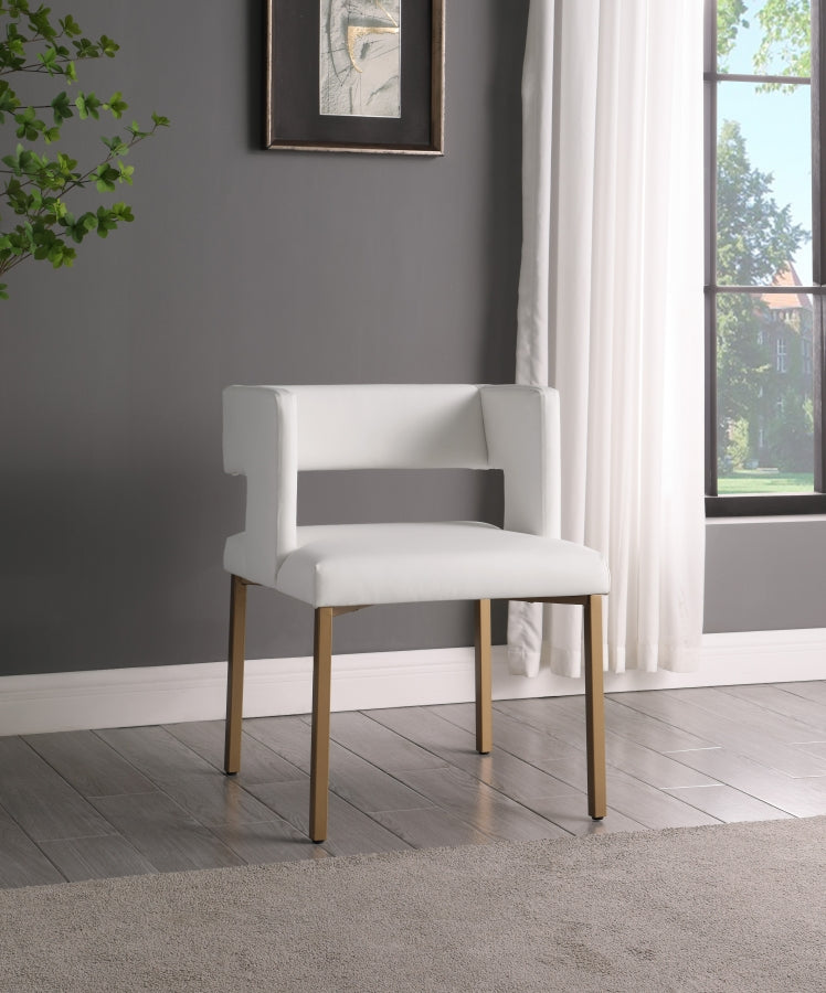 Caleb Vegan Leather Upholstered Dining Chair in White, Set of 2 - 967White-C