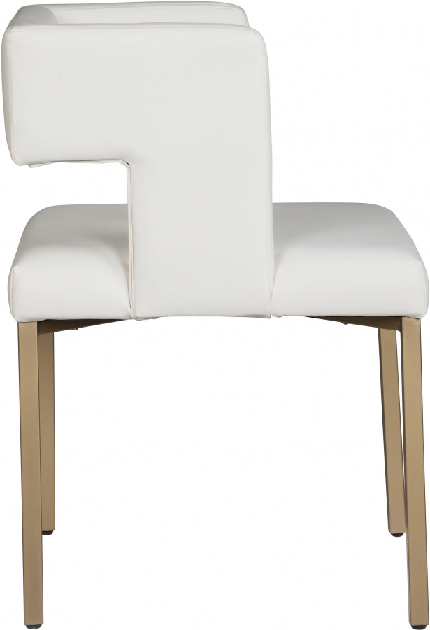 Caleb Vegan Leather Upholstered Dining Chair in White, Set of 2 - 967White-C