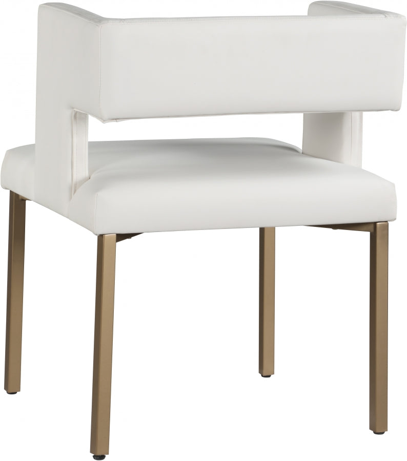 Caleb Vegan Leather Upholstered Dining Chair in White, Set of 2 - 967White-C