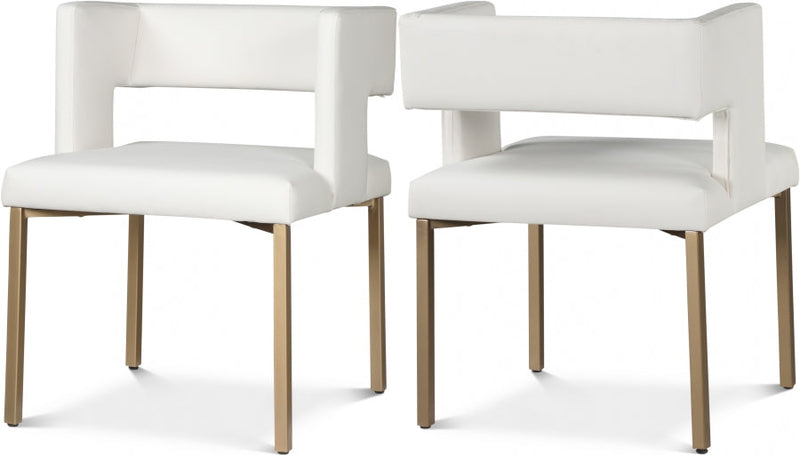Caleb Vegan Leather Upholstered Dining Chair in White, Set of 2 - 967White-C