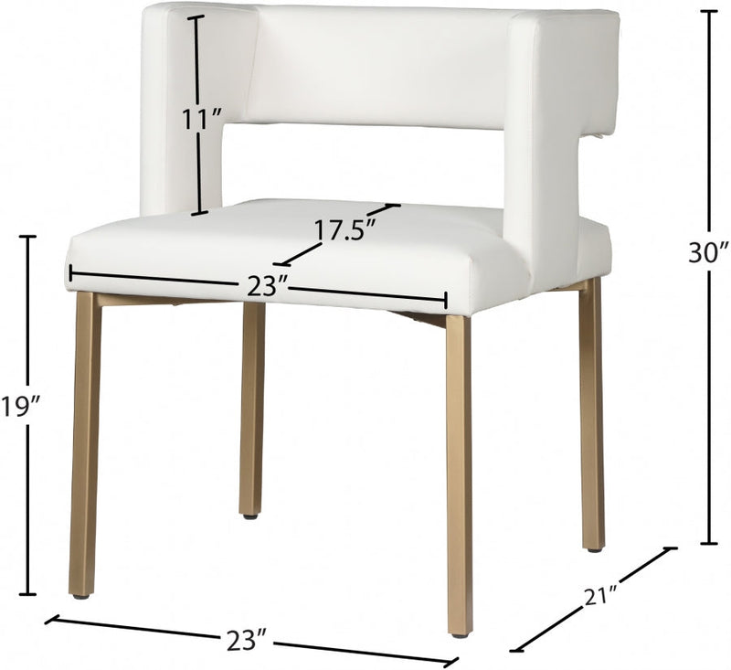 Caleb Vegan Leather Upholstered Dining Chair in White, Set of 2 - 967White-C