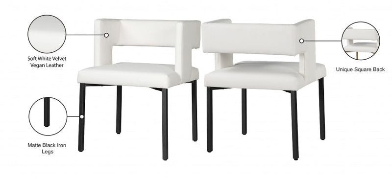 Caleb Vegan Leather Upholstered Dining Chair in White, Set of 2 - 968White-C