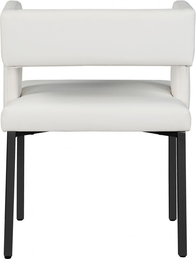 Caleb Vegan Leather Upholstered Dining Chair in White, Set of 2 - 968White-C