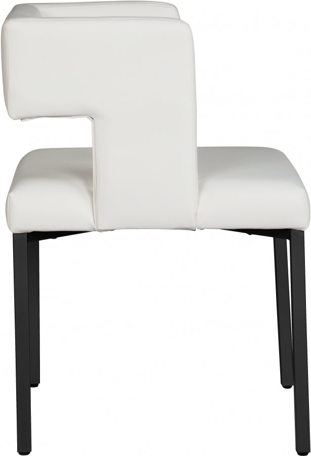 Caleb Vegan Leather Upholstered Dining Chair in White, Set of 2 - 968White-C