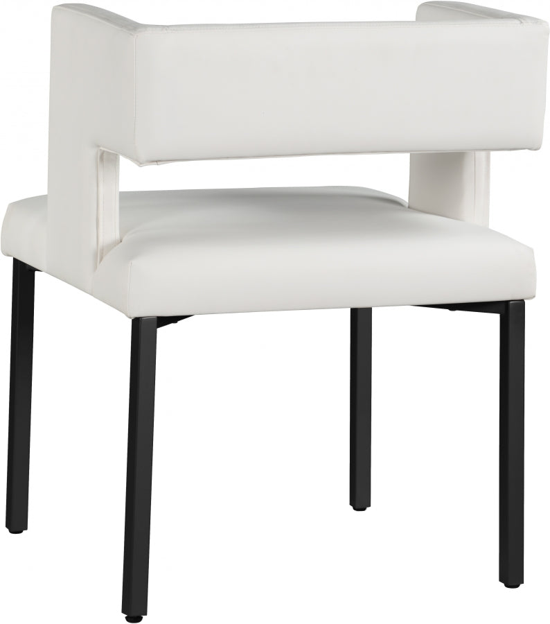 Caleb Vegan Leather Upholstered Dining Chair in White, Set of 2 - 968White-C