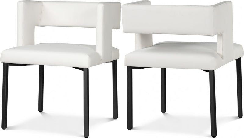 Caleb Vegan Leather Upholstered Dining Chair in White, Set of 2 - 968White-C