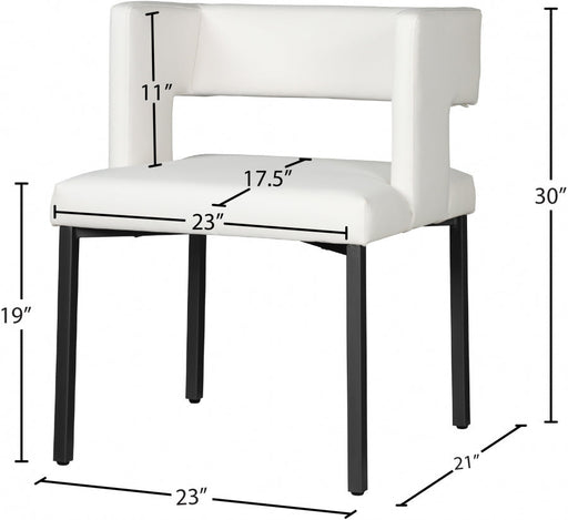 Caleb Vegan Leather Upholstered Dining Chair in White, Set of 2 - 968White-C
