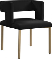 Caleb Velvet Upholstered Dining Chair in Black, Set of 2 - 967Black-C