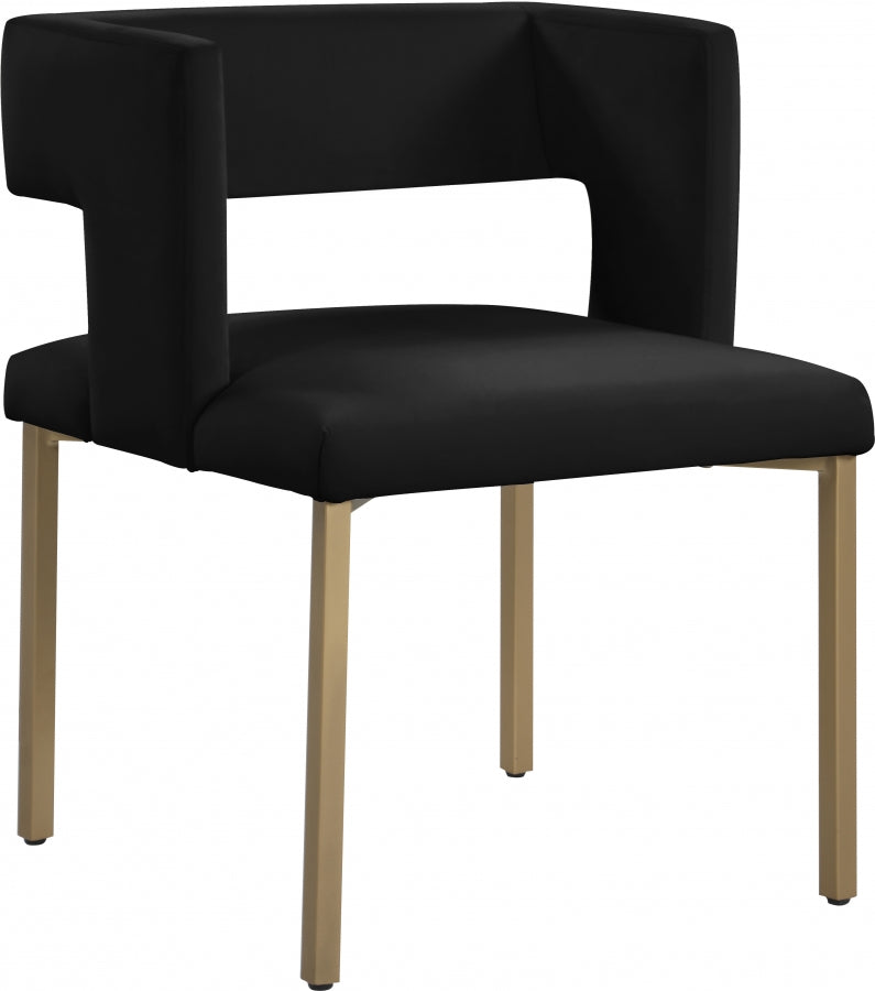 Caleb Velvet Upholstered Dining Chair in Black, Set of 2 - 967Black-C