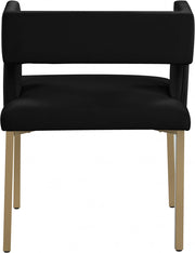 Caleb Velvet Upholstered Dining Chair in Black, Set of 2 - 967Black-C