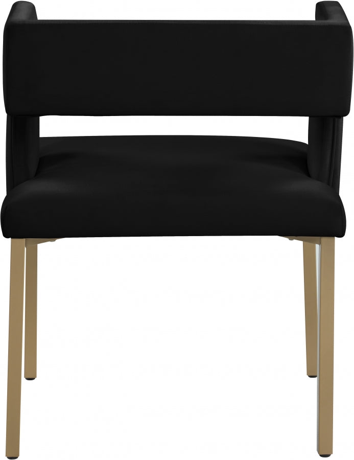Caleb Velvet Upholstered Dining Chair in Black, Set of 2 - 967Black-C