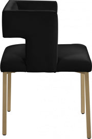 Caleb Velvet Upholstered Dining Chair in Black, Set of 2 - 967Black-C