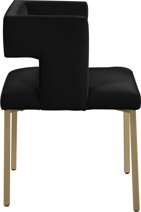 Caleb Velvet Upholstered Dining Chair in Black, Set of 2 - 967Black-C