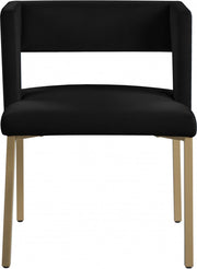 Caleb Velvet Upholstered Dining Chair in Black, Set of 2 - 967Black-C