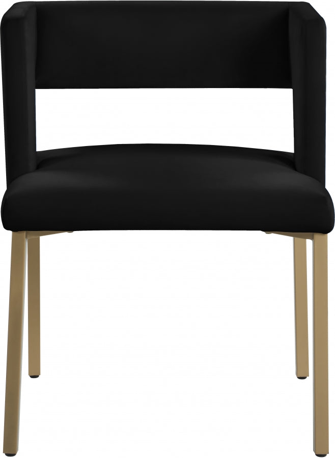 Caleb Velvet Upholstered Dining Chair in Black, Set of 2 - 967Black-C