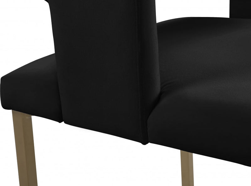 Caleb Velvet Upholstered Dining Chair in Black, Set of 2 - 967Black-C