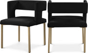 Caleb Velvet Upholstered Dining Chair in Black, Set of 2 - 967Black-C