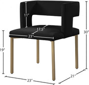 Caleb Velvet Upholstered Dining Chair in Black, Set of 2 - 967Black-C