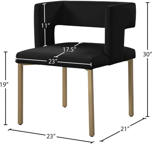 Caleb Velvet Upholstered Dining Chair in Black, Set of 2 - 967Black-C