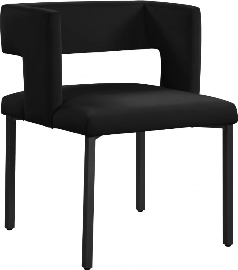 Caleb Velvet Upholstered Dining Chair in Black, Set of 2 - 968Black-C