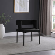 Caleb Velvet Upholstered Dining Chair in Black, Set of 2 - 968Black-C