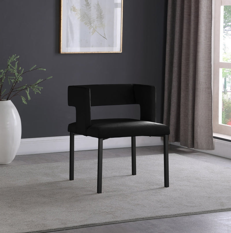Caleb Velvet Upholstered Dining Chair in Black, Set of 2 - 968Black-C