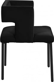 Caleb Velvet Upholstered Dining Chair in Black, Set of 2 - 968Black-C