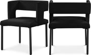 Caleb Velvet Upholstered Dining Chair in Black, Set of 2 - 968Black-C
