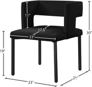 Caleb Velvet Upholstered Dining Chair in Black, Set of 2 - 968Black-C