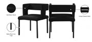 Caleb Velvet Upholstered Dining Chair in Black, Set of 2 - 968Black-C