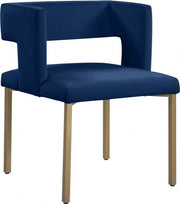 Caleb Velvet Upholstered Dining Chair in Blue, Set of 2 - 967Navy-C