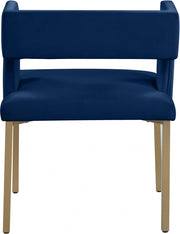 Caleb Velvet Upholstered Dining Chair in Blue, Set of 2 - 967Navy-C