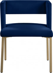 Caleb Velvet Upholstered Dining Chair in Blue, Set of 2 - 967Navy-C