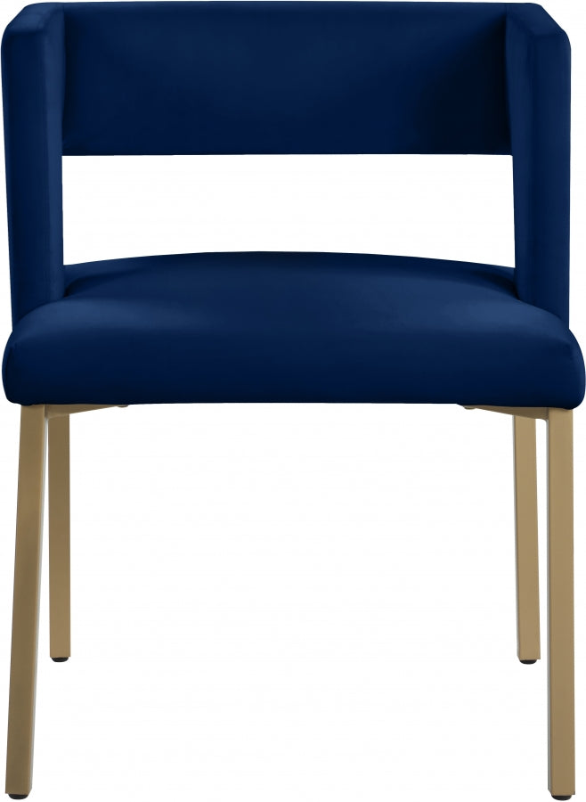 Caleb Velvet Upholstered Dining Chair in Blue, Set of 2 - 967Navy-C