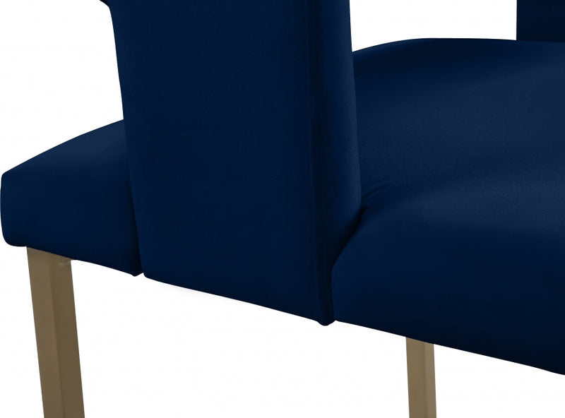 Caleb Velvet Upholstered Dining Chair in Blue, Set of 2 - 967Navy-C