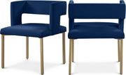 Caleb Velvet Upholstered Dining Chair in Blue, Set of 2 - 967Navy-C
