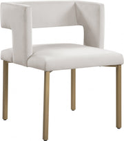 Caleb Velvet Upholstered Dining Chair in Cream, Set of 2 - 967Cream-C
