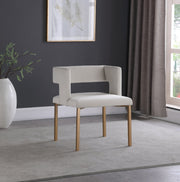 Caleb Velvet Upholstered Dining Chair in Cream, Set of 2 - 967Cream-C
