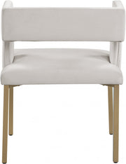 Caleb Velvet Upholstered Dining Chair in Cream, Set of 2 - 967Cream-C