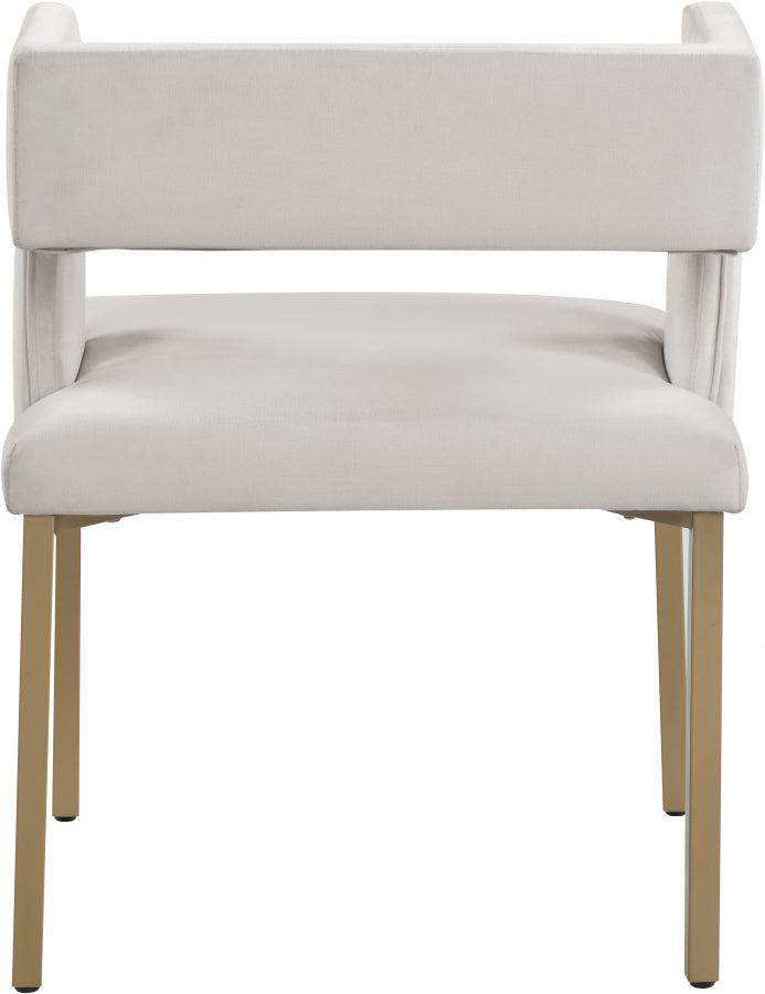 Caleb Velvet Upholstered Dining Chair in Cream, Set of 2 - 967Cream-C
