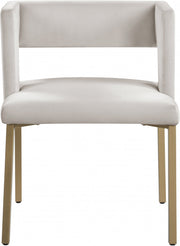 Caleb Velvet Upholstered Dining Chair in Cream, Set of 2 - 967Cream-C