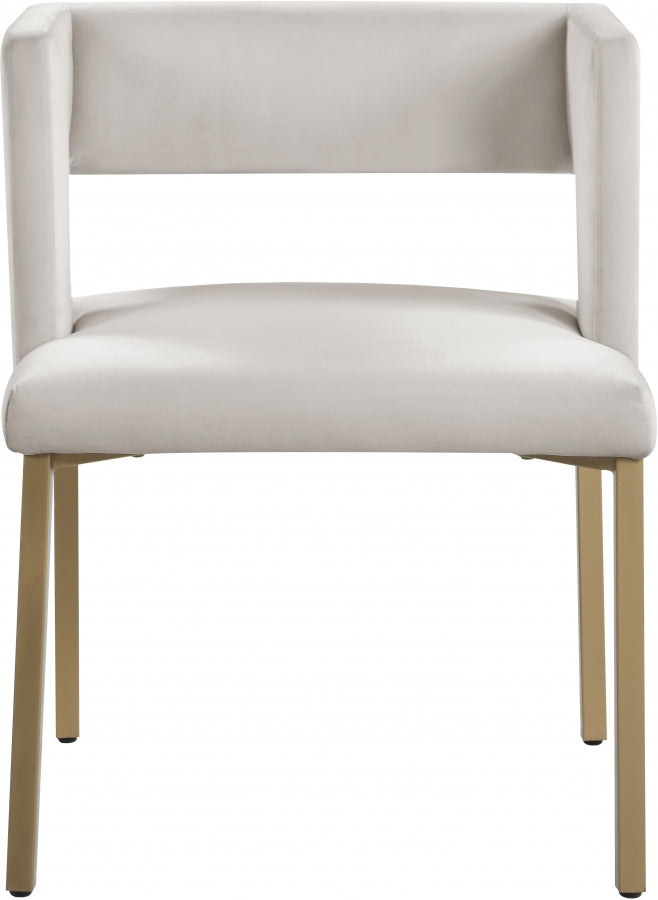 Caleb Velvet Upholstered Dining Chair in Cream, Set of 2 - 967Cream-C